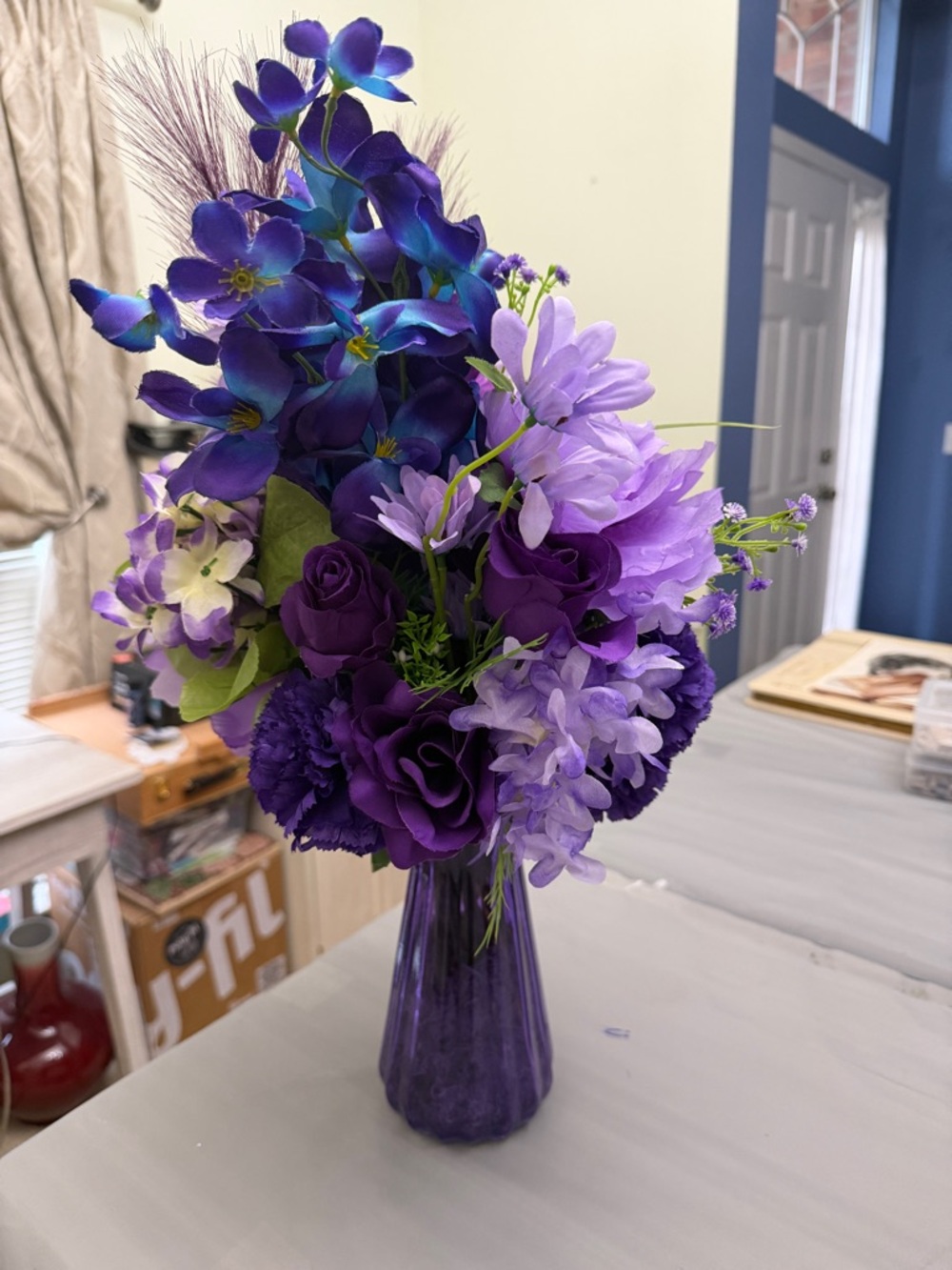 Elegant Purple Artificial Flower Arrangement - Picture 4 of 6